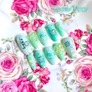 🌱 Minty Bulbasaur 🍃 ฅ՞•ﻌ•՞ฅ PressOn Nails